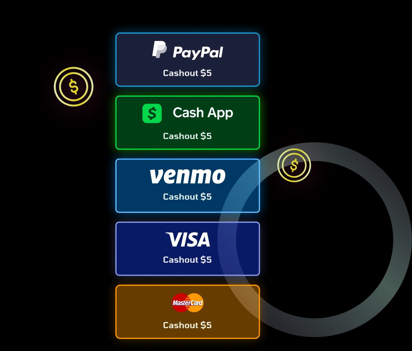 Cashout chip showing payout to the user wallet